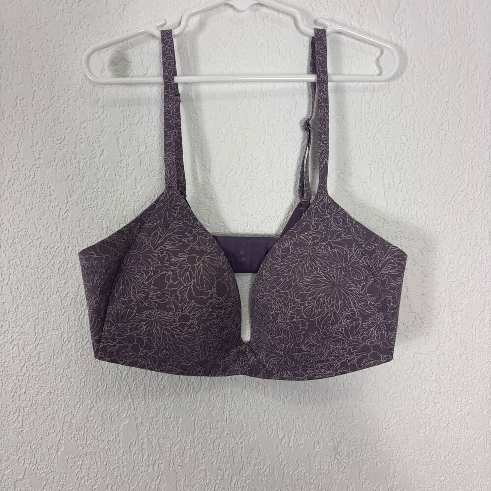 Lululemon Purple with Silver Floral Print Low Cut Bra Size 32C